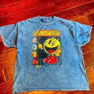PAC man t-shirt faded blue wash size xl